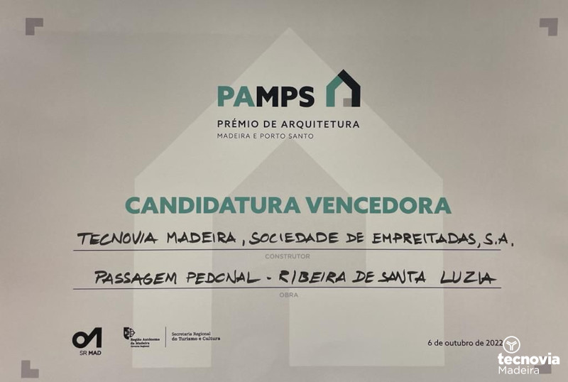Prémio PAMPS 2022 atribuído a obra Tecnovia Madeira