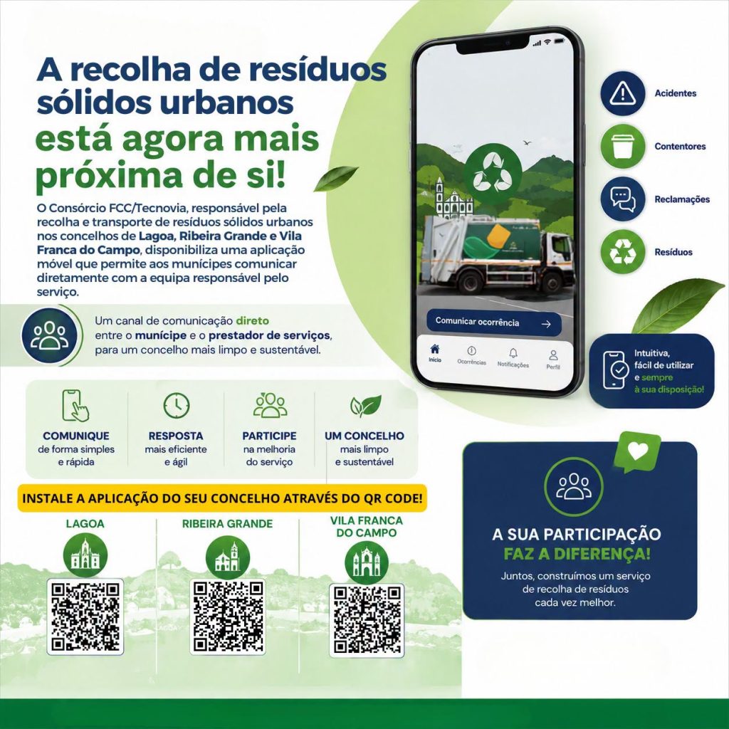Nova app para recolha de resíduos sólidos urbanos em Lagoa, Ribeira Grande e Vila Franca
